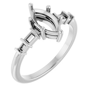 Sterling Silver 9.5x5 mm Marquise Ring Mounting – image 2