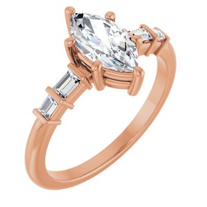 18K Rose Gold 9.5x5 mm Marquise Ring Mounting