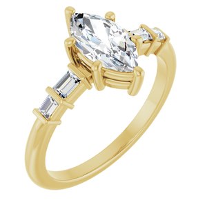 10K Yellow Gold 9.5x5 mm Marquise Ring Mounting