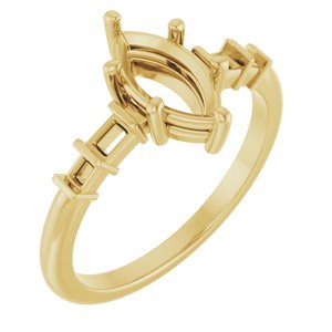 18K Yellow Gold 9.5x5 mm Marquise Ring Mounting – image 2