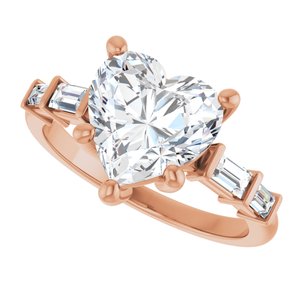 10K Rose Gold 9x9 mm Heart Ring Mounting – image 8