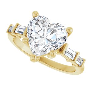 18K Yellow Gold 9x9 mm Heart Ring Mounting – image 8