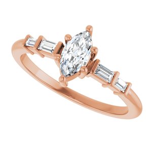 10K Rose Gold 7x3.5 mm Marquise Ring Mounting – image 8