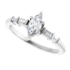 10K White Gold 7x3.5 mm Marquise Ring Mounting – image 8