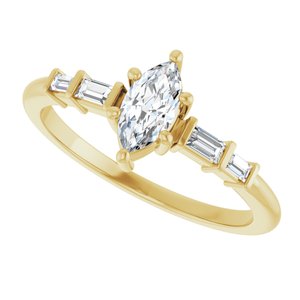 18K Yellow Gold 7x3.5 mm Marquise Ring Mounting – image 8