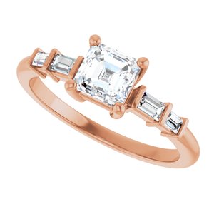 10K Rose Gold 5x5 mm Asscher Ring Mounting – image 8