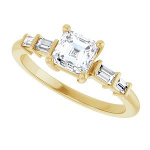 18K Yellow Gold 5x5 mm Asscher Ring Mounting – image 8