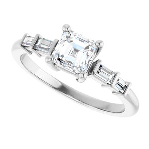14K X1 White Gold 5x5 mm Asscher Ring Mounting – image 8
