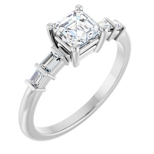 Sterling Silver 5x5 mm Asscher Ring Mounting