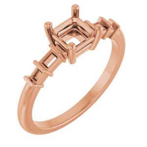 10K Rose Gold 5x5 mm Asscher Ring Mounting – image 2