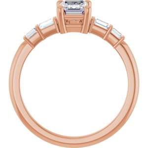 14K Rose Gold 6.5x4.5 mm Emerald 1/6 CTW Natural Diamond Semi-Set Ring – image 3