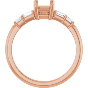 14K Rose Gold 6.5x4.5 mm Emerald 1/6 CTW Natural Diamond Semi-Set Ring – image 4