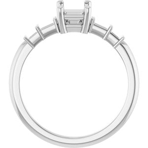 14K White Gold 6.5x4.5 mm Emerald Ring Mounting – image 4