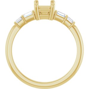 14K Yellow Gold 6.5x4.5 mm Emerald 1/6 CTW Natural Diamond Semi-Set Ring – image 4