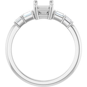 Platinum 6.5x4.5 mm Emerald 1/6 CTW Lab-Grown Diamond Semi-Set Ring – image 4