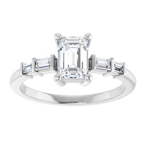 18K White Gold 6.5x4.5 mm Emerald Ring Mounting – image 5