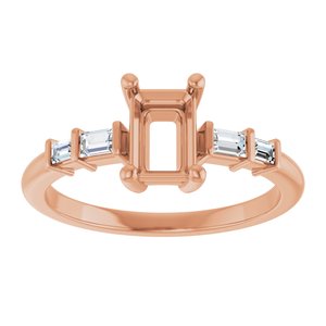 14K Rose Gold 6.5x4.5 mm Emerald 1/6 CTW Lab-Grown Diamond Semi-Set Ring – image 6
