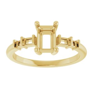 18K Yellow Gold 6.5x4.5 mm Emerald Ring Mounting – image 6