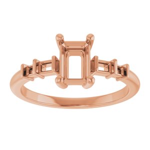 18K Rose Gold 6.5x4.5 mm Emerald Ring Mounting – image 6