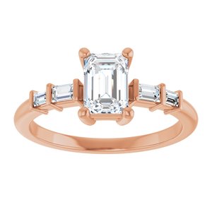 14K Rose Gold 6.5x4.5 mm Emerald Ring Mounting – image 5