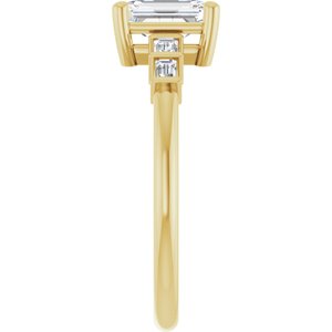 14K Yellow Gold 6.5x4.5 mm Emerald 1/6 CTW Lab-Grown Diamond Semi-Set Ring – image 7