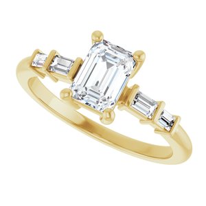 18K Yellow Gold 6.5x4.5 mm Emerald Ring Mounting – image 8