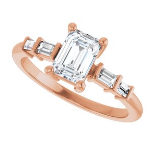 18K Rose Gold 6.5x4.5 mm Emerald Ring Mounting – image 8