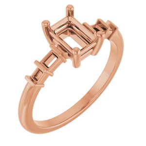 14K Rose Gold 6.5x4.5 mm Emerald Ring Mounting – image 2