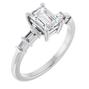 Platinum 6.5x4.5 mm Emerald Ring Mounting