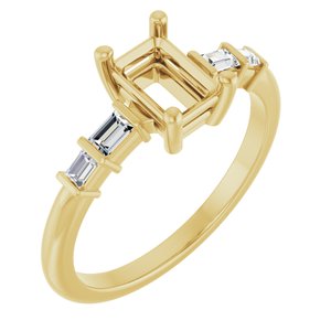 14K Yellow Gold 6.5x4.5 mm Emerald 1/6 CTW Lab-Grown Diamond Semi-Set Ring – image 2