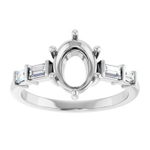14K White Gold 8.5x6.5 mm Oval 1/4 CTW Lab-Grown Diamond Semi-Set Ring – image 6