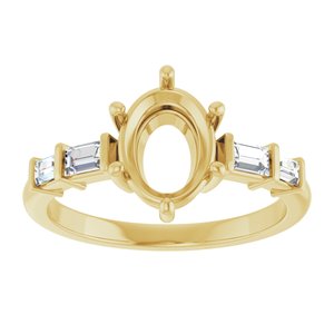 14K Yellow Gold 8.5x6.5 mm Oval 1/4 CTW Natural Diamond Semi-Set Ring – image 6