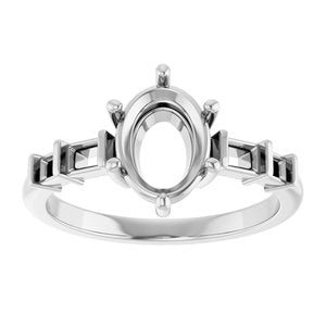 14K X1 White Gold 8.5x6.5 mm Oval Ring Mounting – image 6