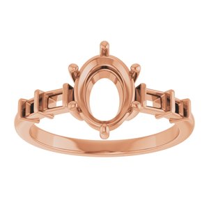 10K Rose Gold 8.5x6.5 mm Oval Ring Mounting – image 6