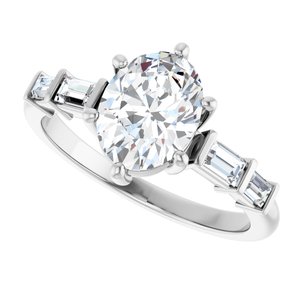 18K White Gold 8.5x6.5 mm Oval Ring Mounting – image 8