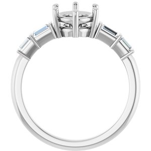 Platinum 8.5x6.5 mm Oval 1/4 CTW Natural Diamond Semi-Set Ring – image 4