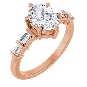 18K Rose Gold 8.5x6.5 mm Oval Ring Mounting