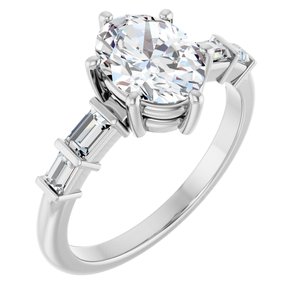 Platinum 8.5x6.5 mm Oval 1/4 CTW Lab-Grown Diamond Semi-Set Ring