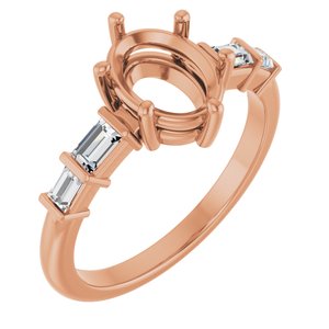 14K Rose Gold 8.5x6.5 mm Oval 1/4 CTW Lab-Grown Diamond Semi-Set Ring – image 2