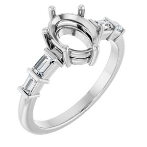 Platinum 8.5x6.5 mm Oval 1/4 CTW Lab-Grown Diamond Semi-Set Ring – image 2