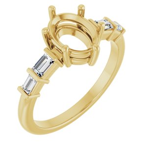 14K Yellow Gold 8.5x6.5 mm Oval 1/4 CTW Natural Diamond Semi-Set Ring – image 2