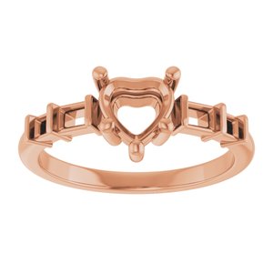14K Rose Gold 6x6 mm Heart Ring Mounting – image 6