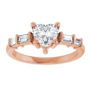 14K Rose Gold 6x6 mm Heart Ring Mounting – image 5