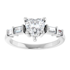 Platinum 6x6 mm Heart Ring Mounting – image 5