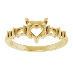 18K Yellow Gold 6x6 mm Heart Ring Mounting – image 6