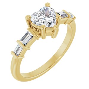 18K Yellow Gold 6x6 mm Heart Ring Mounting