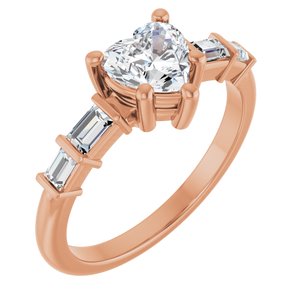 14K Rose Gold 6x6 mm Heart Ring Mounting