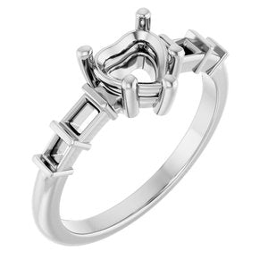 14K White Gold 6x6 mm Heart Ring Mounting – image 2