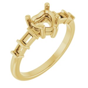 14K Yellow Gold 6x6 mm Heart Ring Mounting – image 2