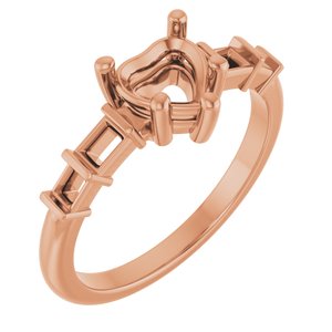 14K Rose Gold 6x6 mm Heart Ring Mounting – image 2